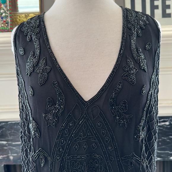 NWT “Ralph Lauren” black label sheer lined beaded top - Picture 2 of 6